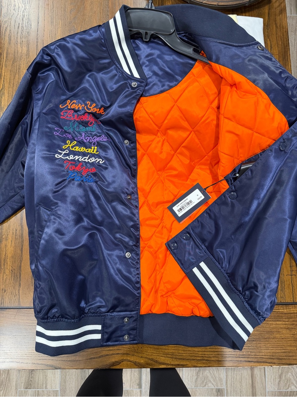 Kith Navy Satin Bomber Jacket